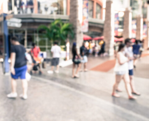 Blurred people walking in the shopping mall