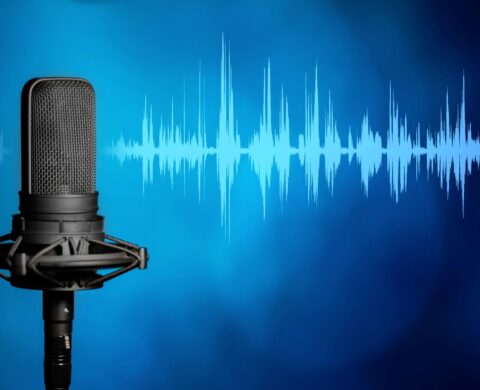 Professional Studio Microphone Background, Podcast Or Recording Studio Banner